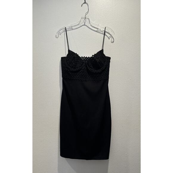 Catherine Malandrino Size 10 Black Dress Underwire Bustier Silk Blend Cut Out - Picture 1 of 11